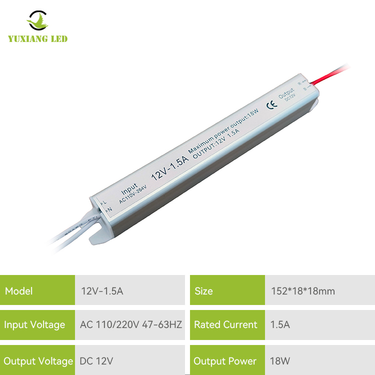 Alimentatore LED ultrasottile ultra sottile ultra sottile 12v 1.5a 18W argentato