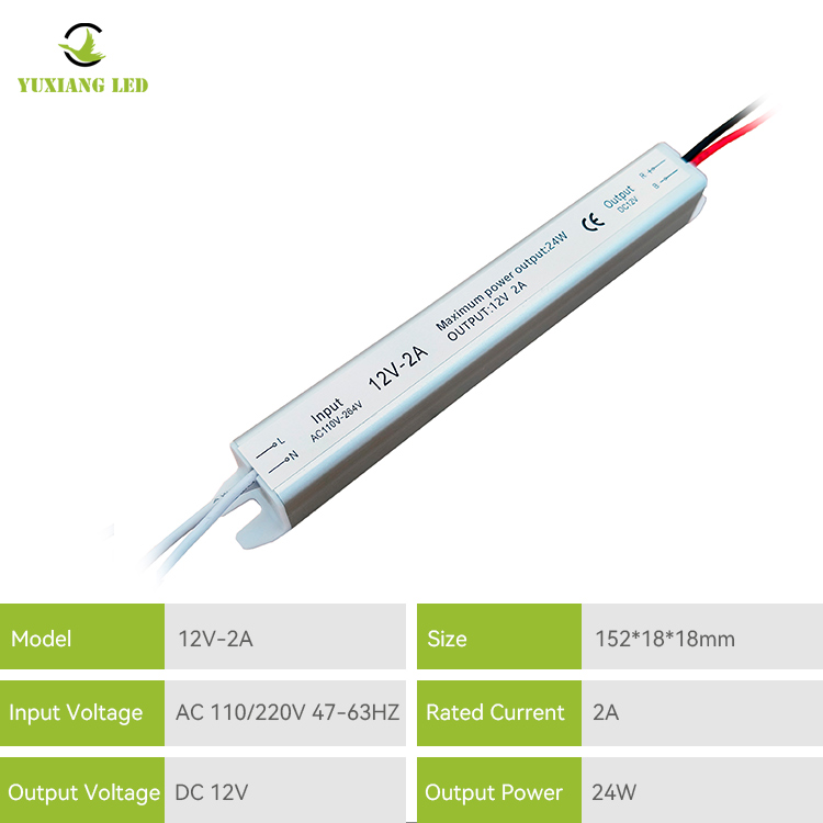 Alimentatore Led Ultra Slim 12V 2A 24W argentato Ultra stretto ultra sottile