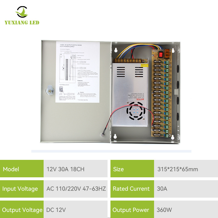 Scatola di alimentazione CCTV 12V 30A 18CH