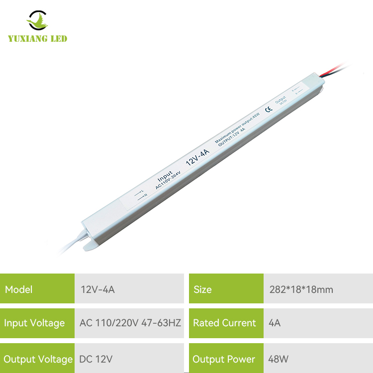 Alimentatore Led Ultra Slim 12V 4A 48W argentato Ultra stretto ultra sottile