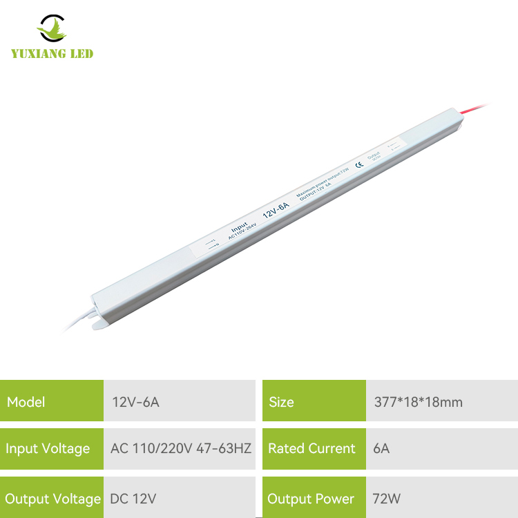 Alimentatore Led Ultra Slim 12V 6A 60W argentato Ultra stretto ultra sottile