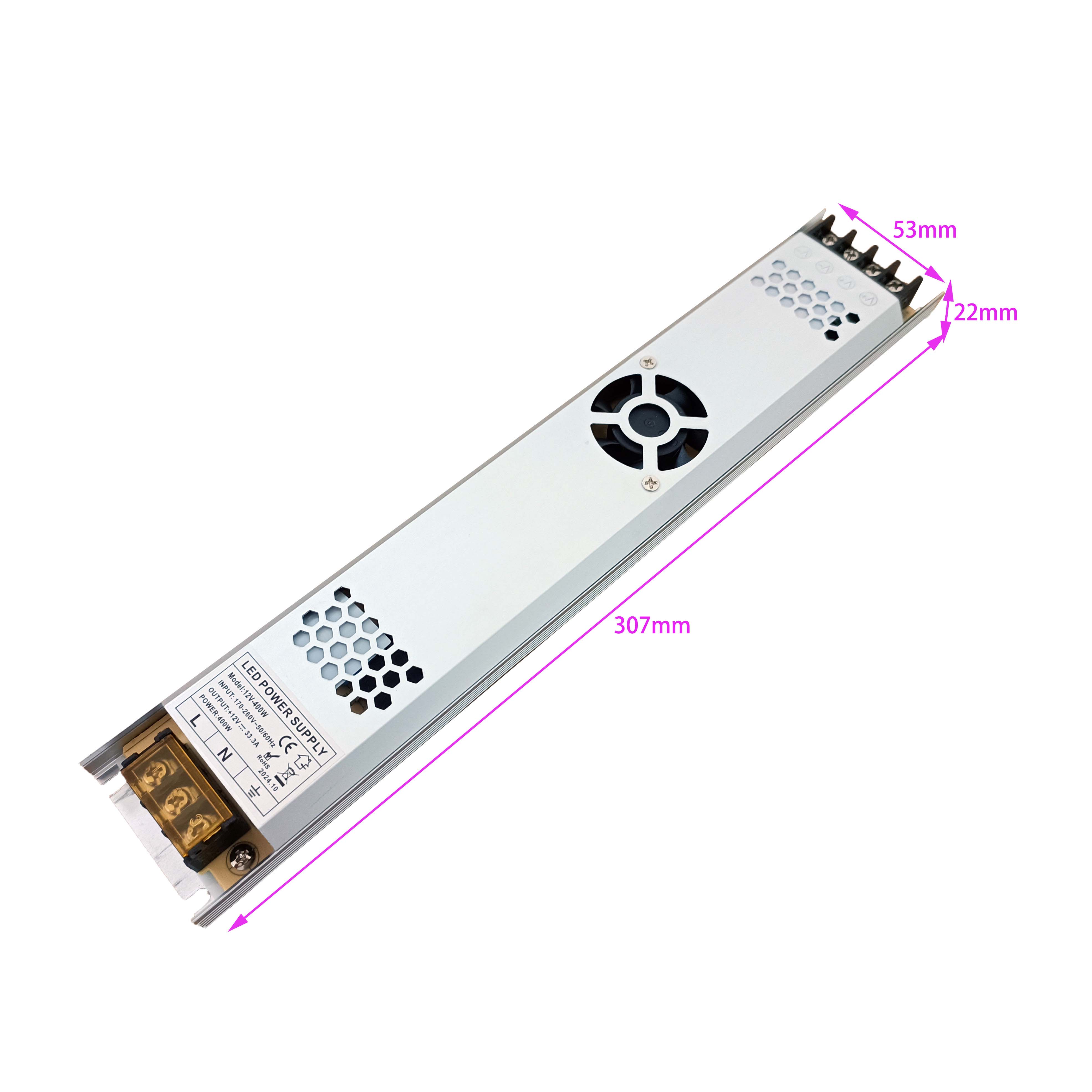 Alimentatore per scatola luminosa a LED ultra sottile DC 12v 400w
