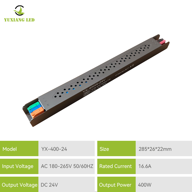 Alimentatore LED ultrafine lineare semi-colla da 24 V 400 W