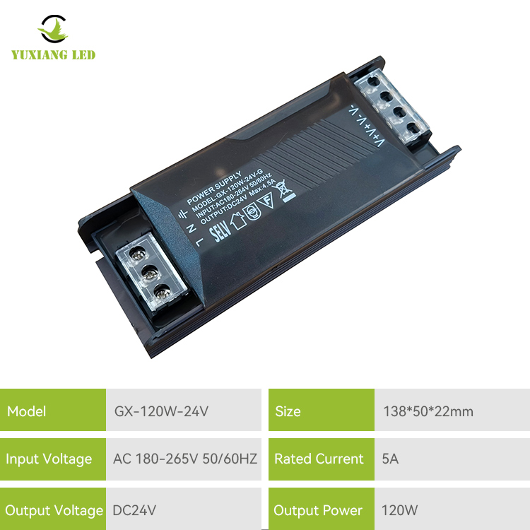 Alimentatore LED switching Slim semiriempito a tensione costante 24V120W