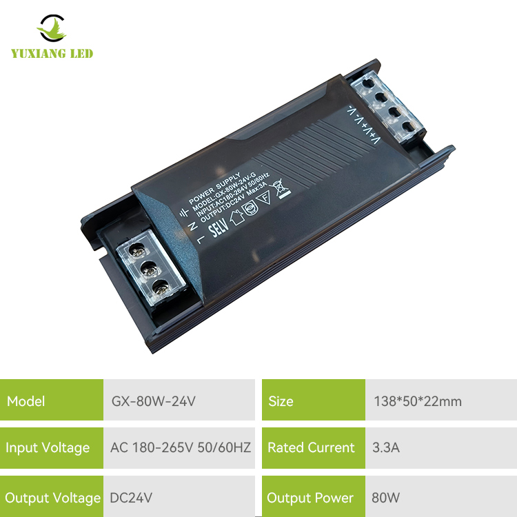 Alimentatore LED switching Slim semiriempito a tensione costante 24V80W